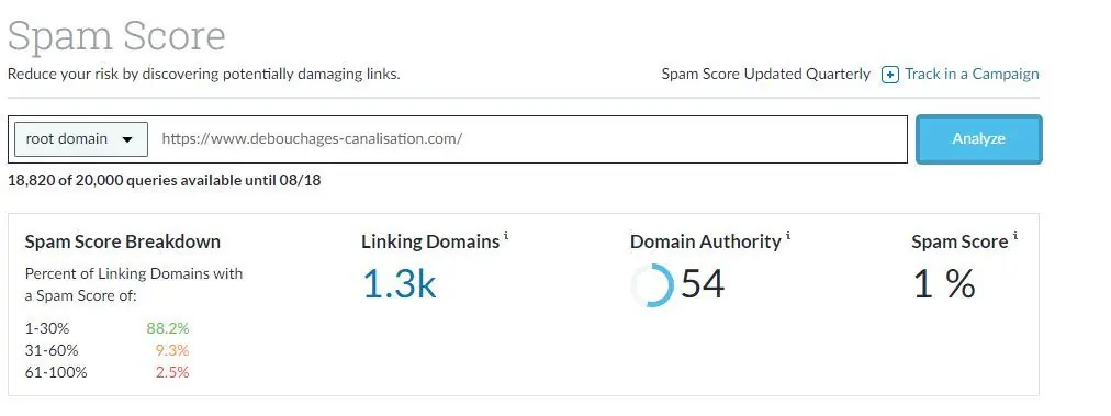 debouchages-canalisation.com : capture après intervention (Moz, 4 août 2023)