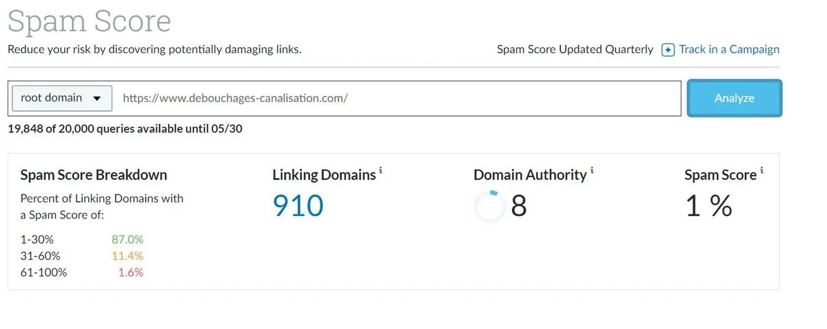 debouchages-canalisation.com : capture avant intervention (Moz, 5 mai 2023)