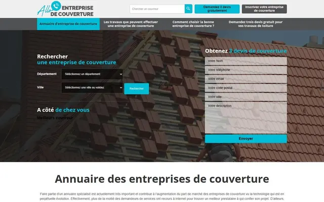 Page d’accueil de allo-entreprise-couverture.fr