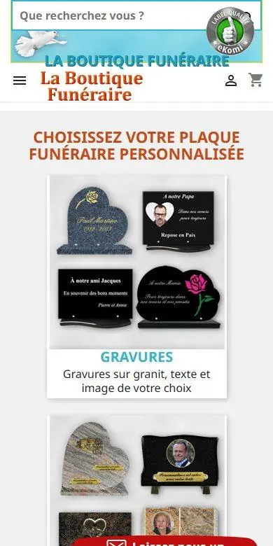 laboutiquefuneraire.com sur mobile