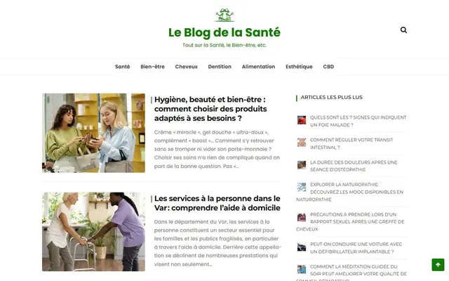 Page d’accueil de leblogdelasante.fr