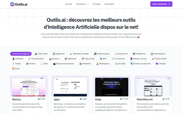 Page d’accueil de outils.ai