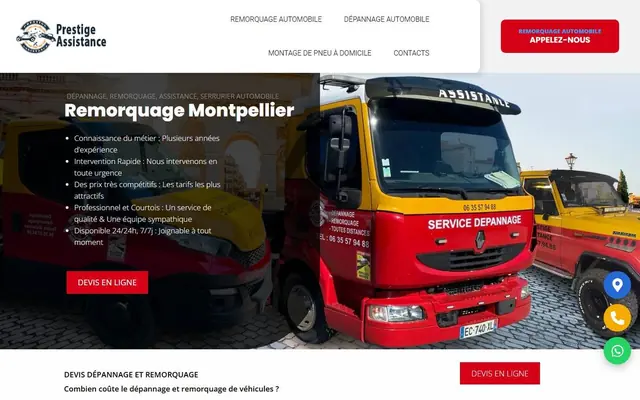 Page d’accueil de prestige-transport34.fr