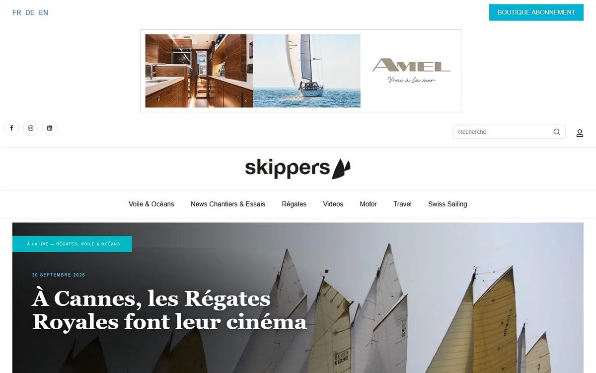 Page d’accueil de skippers.ch en octobre 2026