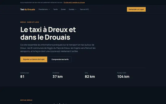 Page d’accueil de taxi-du-drouais.fr